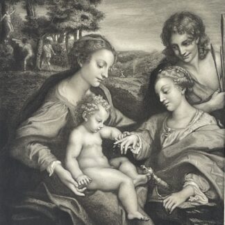 Albert Georges Besse Saint Catherine Signed Engraving after Correggio Floral Remarque
