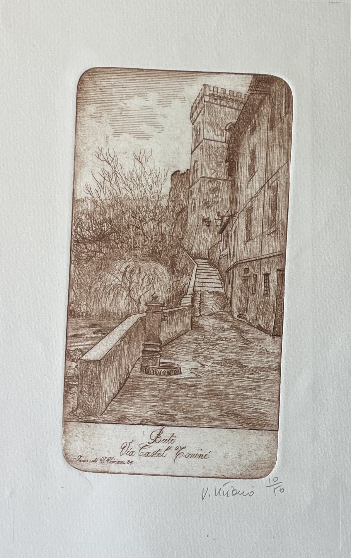 Buti Italy 1984 Via Castel Tonini Original Drypoint Signed Viviano Viviani – Image 4