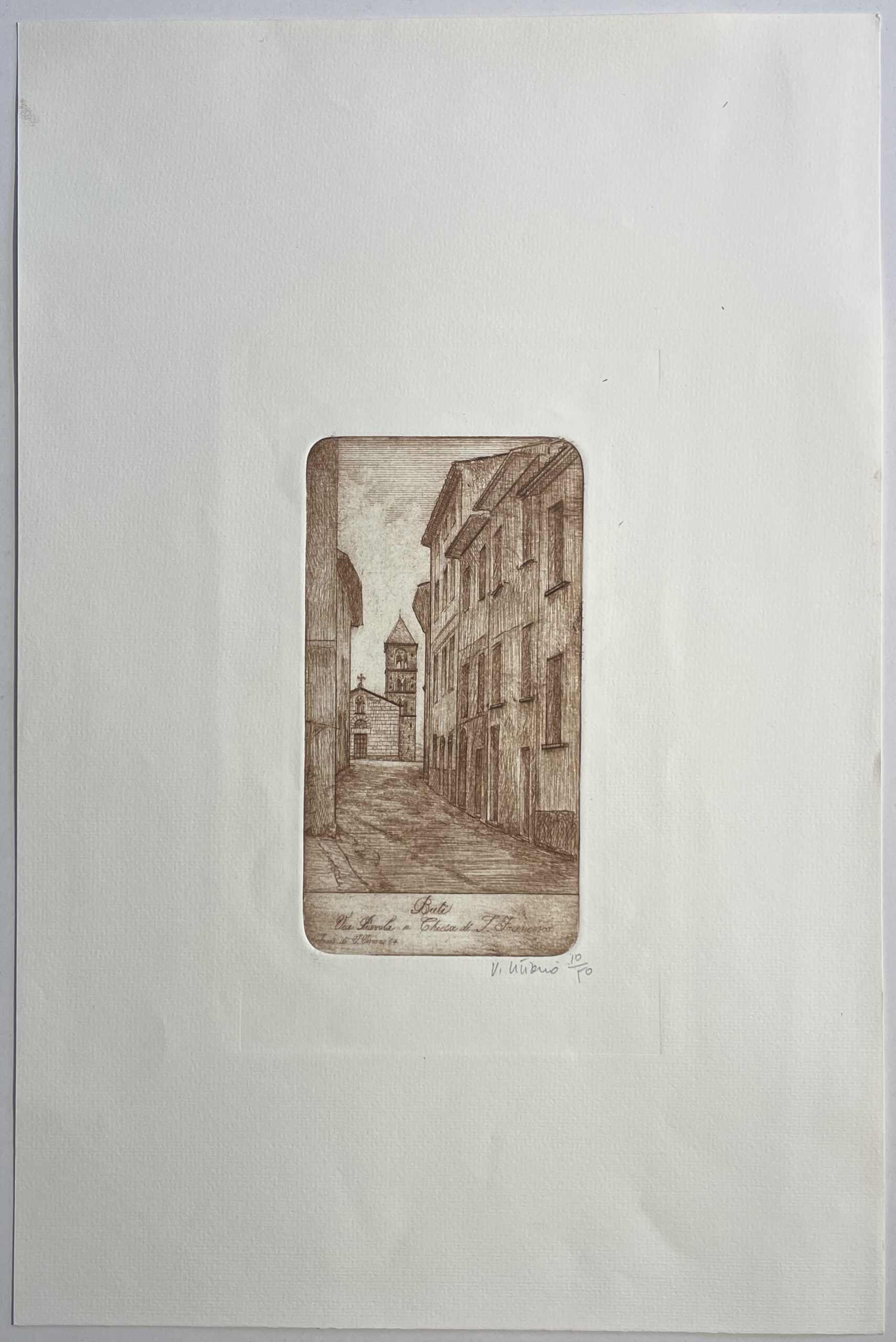 Buti Italy 1984 Via Piavola San Francesco Church Original Drypoint Signed Viviani – Image 6