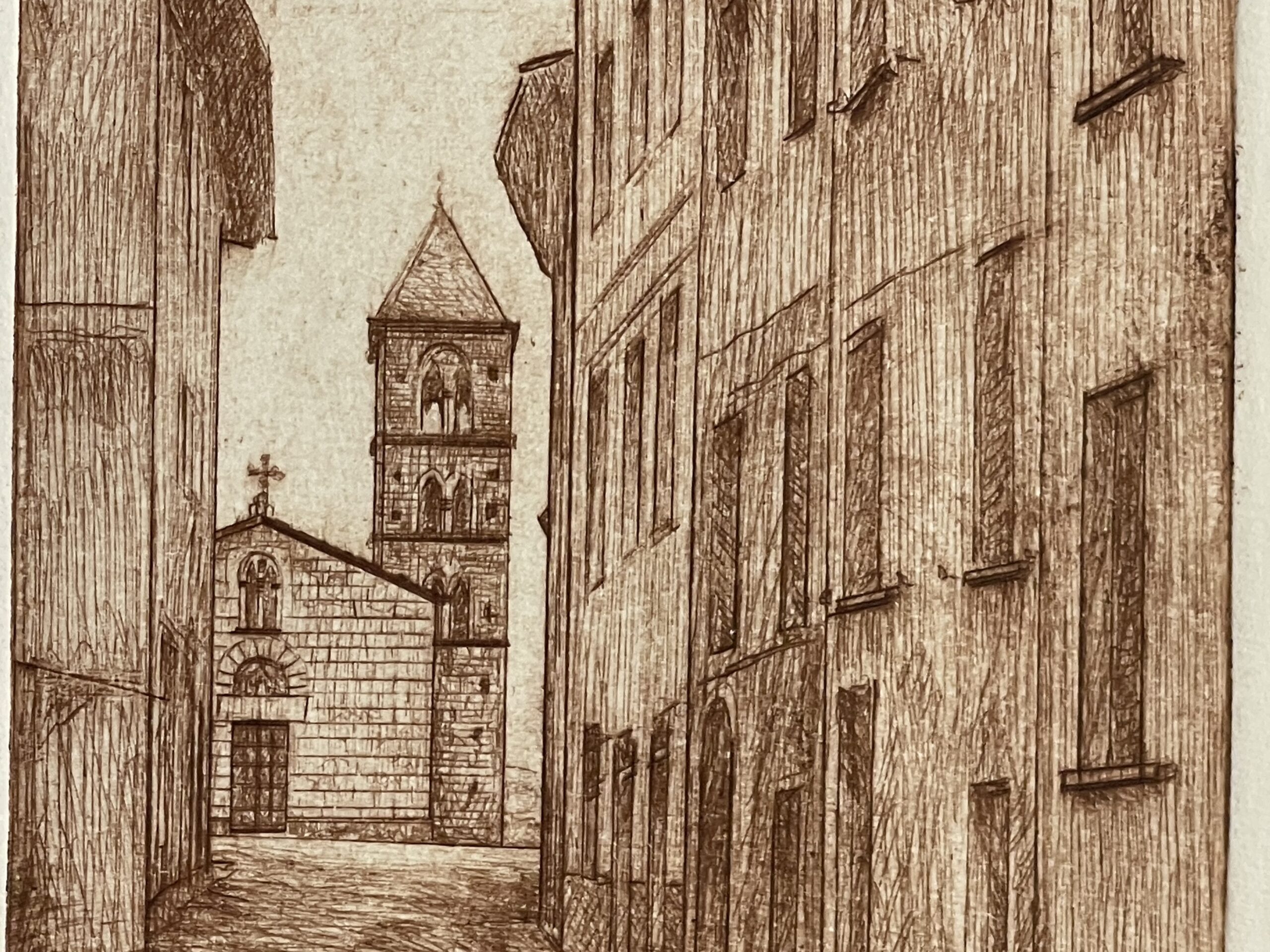 Buti Italy 1984 Via Piavola San Francesco Church Original Drypoint Signed Viviani – Image 3