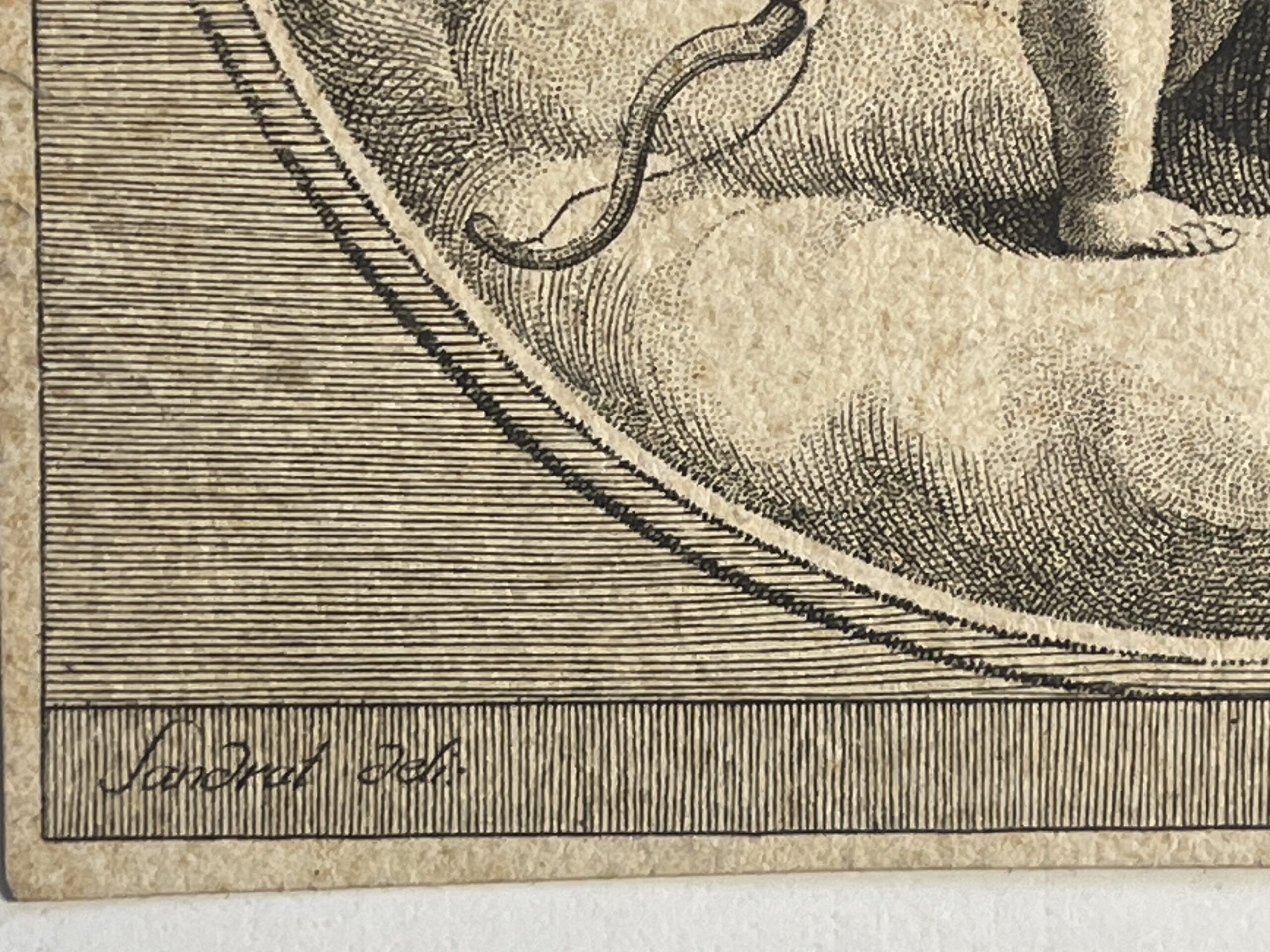 Joachim von Sandrart Cupid and Elderly Figure Antique Print After the 1640 Design – Image 3
