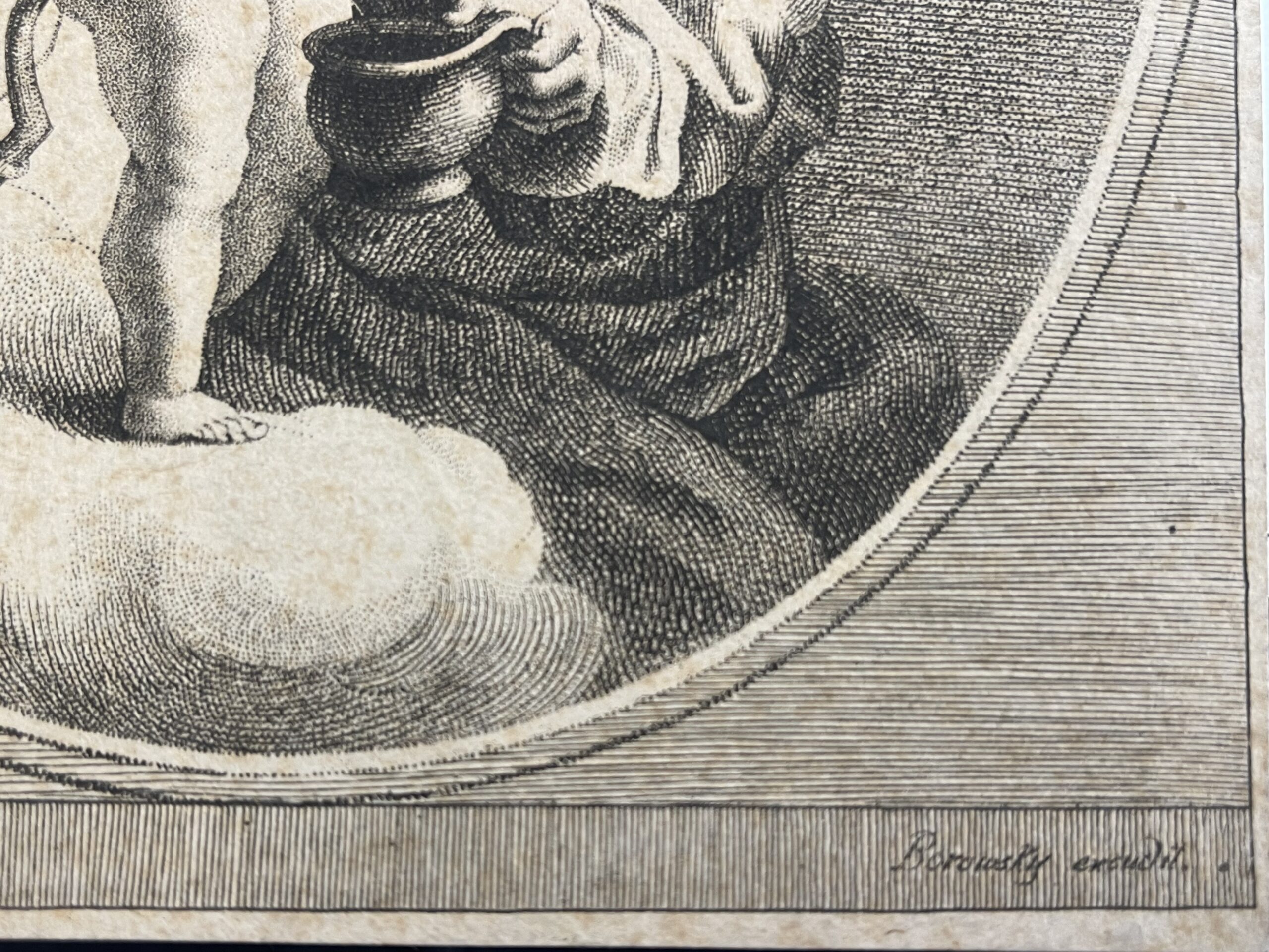 Joachim von Sandrart Cupid and Elderly Figure Antique Print After the 1640 Design – Image 7