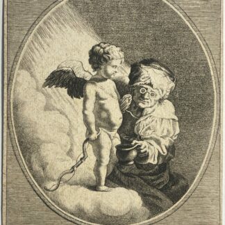 Cupid Urinating Antique Engraving After Joachim von Sandrart