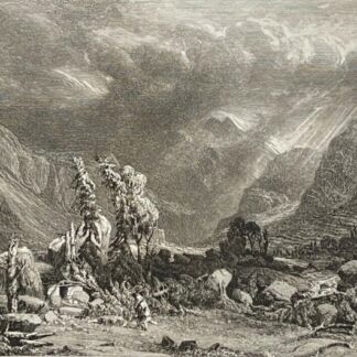 Alps 1841 Mountain Landscape After a Storm Original Etching by Alexandre Calame