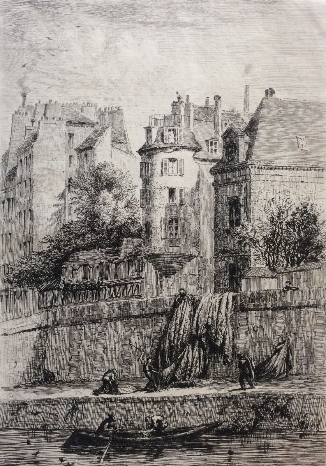 Paris France Quai des Orfevres Old Gateway 1866 Etching by Alfred Delauney – Image 2