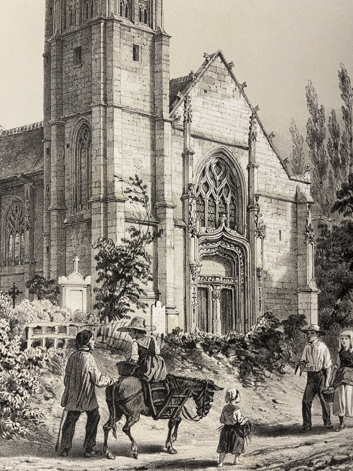Appeville Annebault Eure Normandy France 1852 Village Church Two Tone Lithograph – Image 5