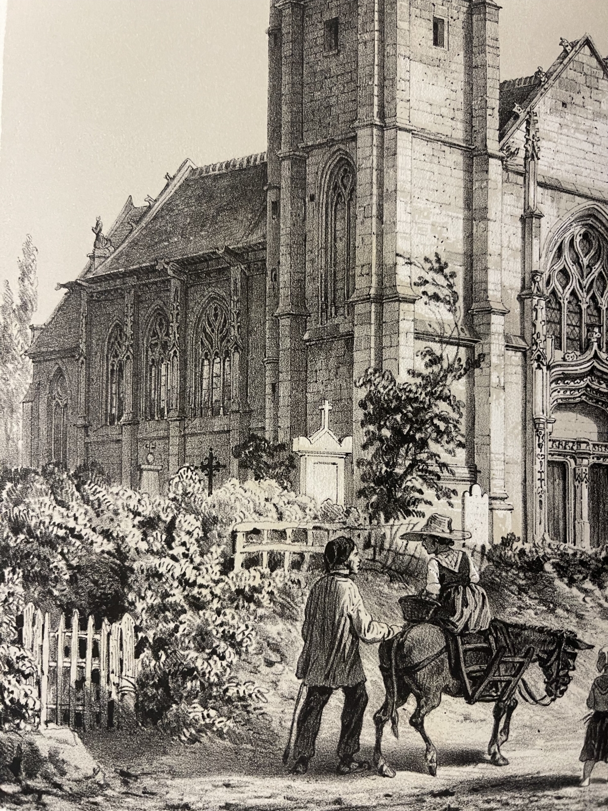 Appeville Annebault Eure Normandy France 1852 Village Church Two Tone Lithograph – Image 4