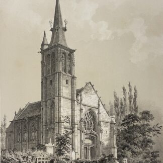 Appeville Annebault Eure Normandy France 1852 Village Church Two Tone Lithograph