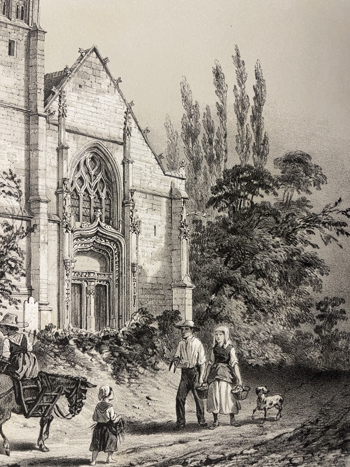 Appeville Annebault Eure Normandy France 1852 Village Church Two Tone Lithograph – Image 3