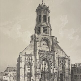 Honfleur Calvados Normandy France 1852 Saint Leonard Church Two Tone Lithograph