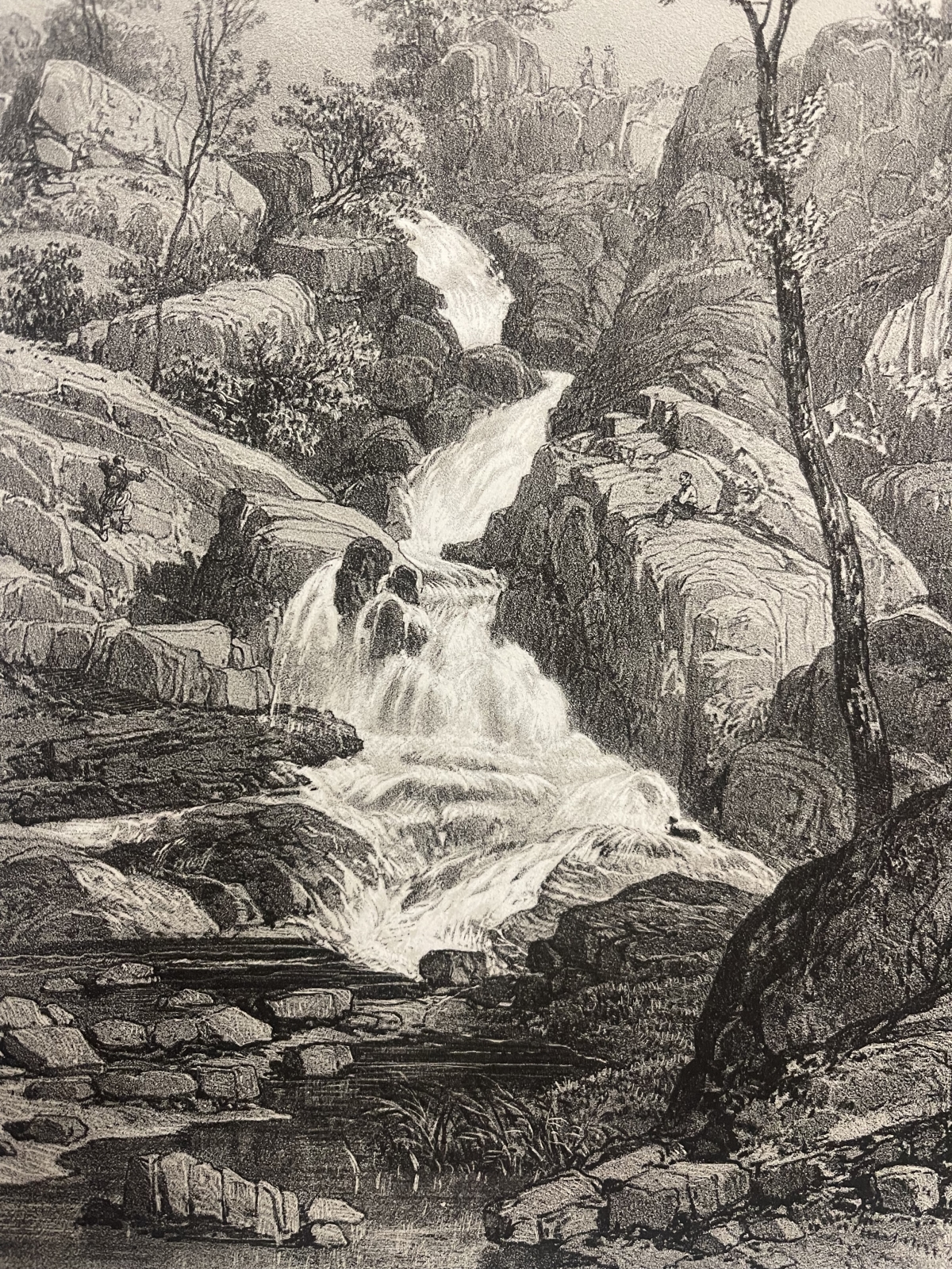 Mortain Manche Normandy France c1865 Le Saut du Puits Waterfall Lithograph – Image 7