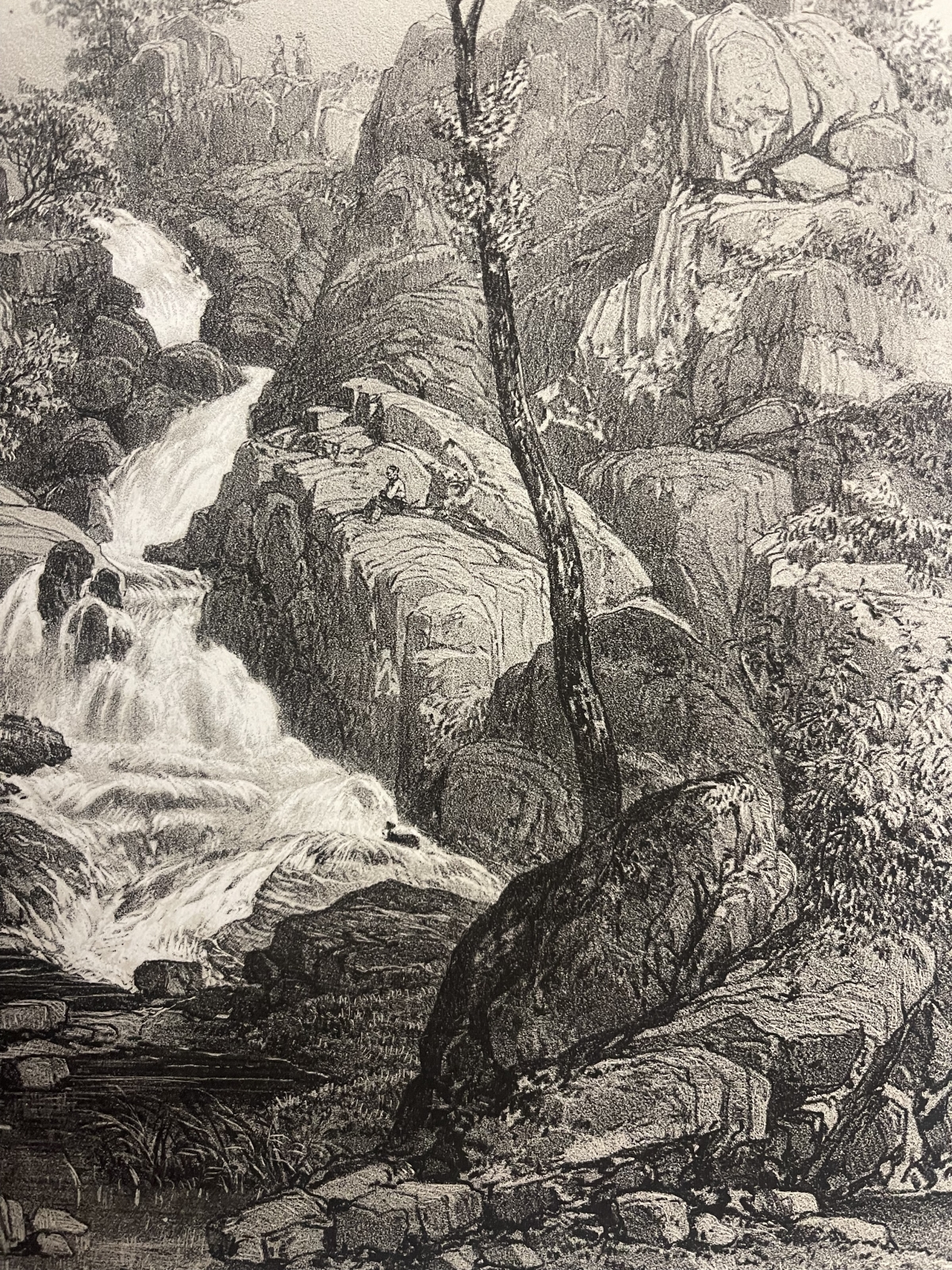 Mortain Manche Normandy France c1865 Le Saut du Puits Waterfall Lithograph – Image 6