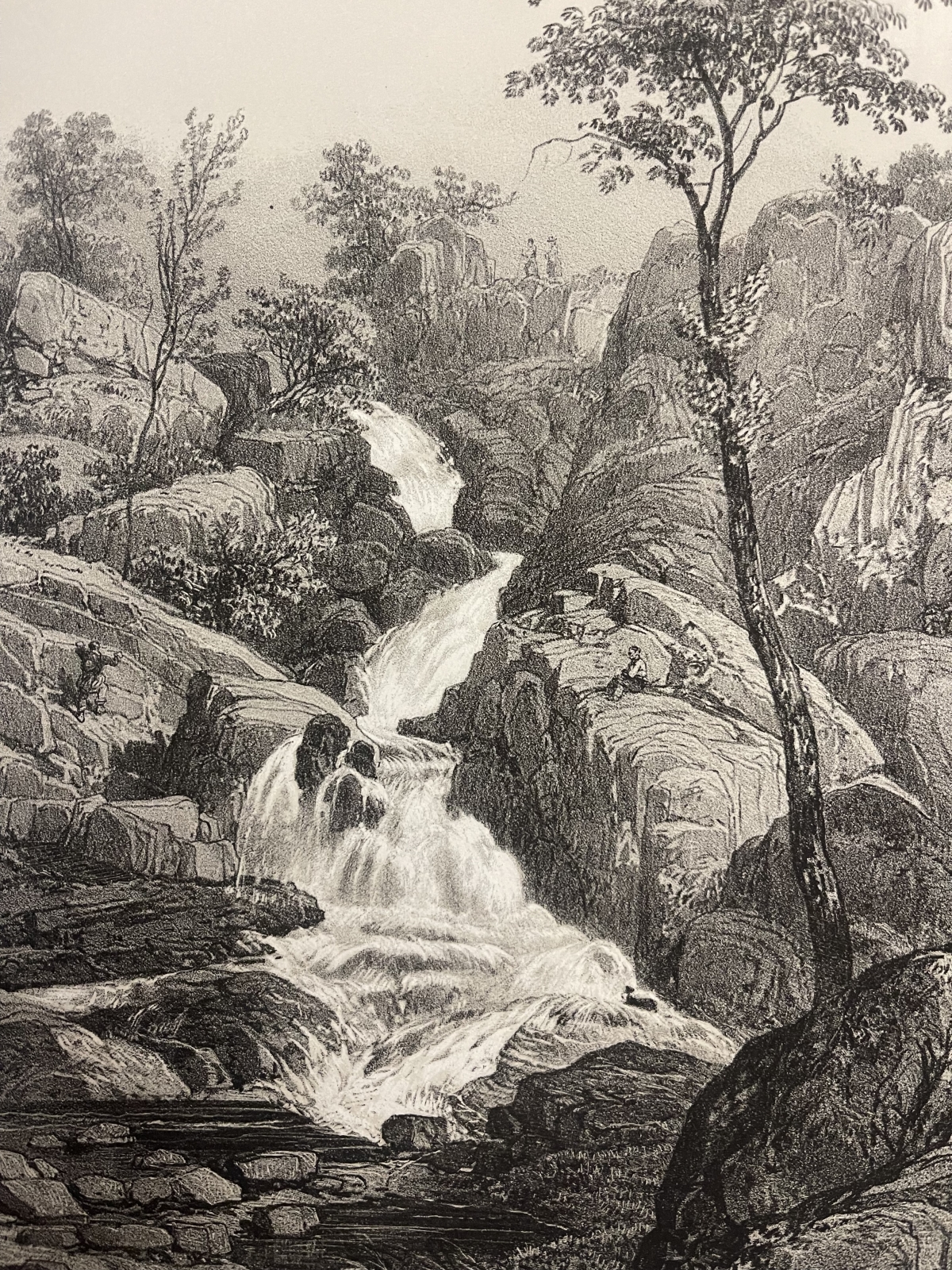 Mortain Manche Normandy France c1865 Le Saut du Puits Waterfall Lithograph – Image 5