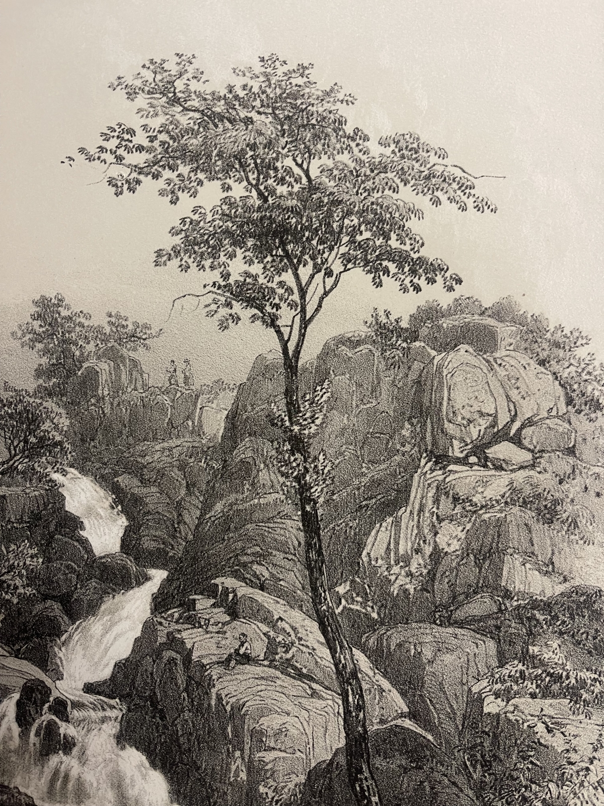 Mortain Manche Normandy France c1865 Le Saut du Puits Waterfall Lithograph – Image 4