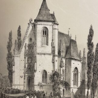 Longny au Perche Orne Normandy France Chapel and Procession Antique Lithograph