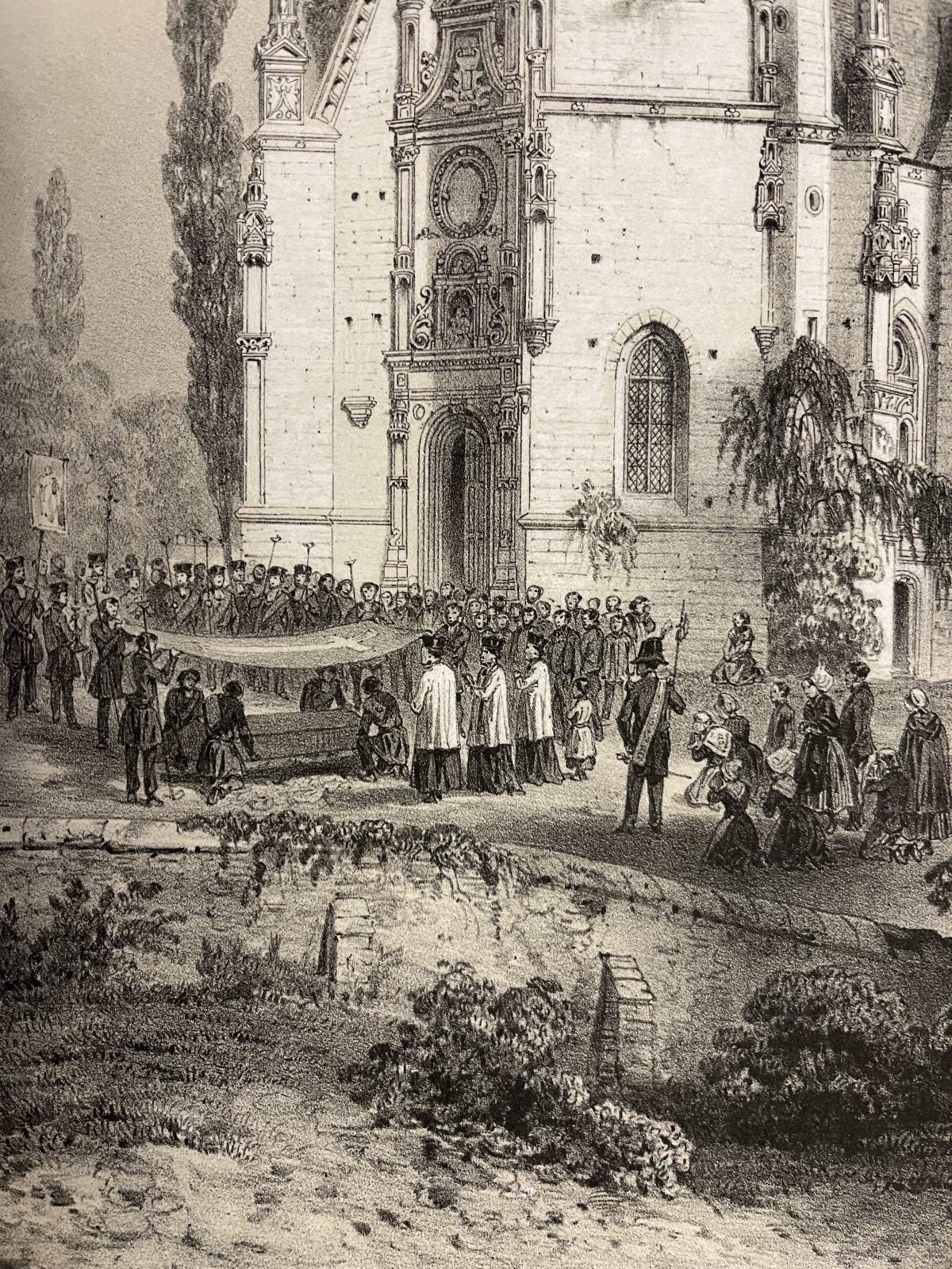 Longny au Perche Orne Normandy France c1865 Chapel and Religious Procession Print – Image 5