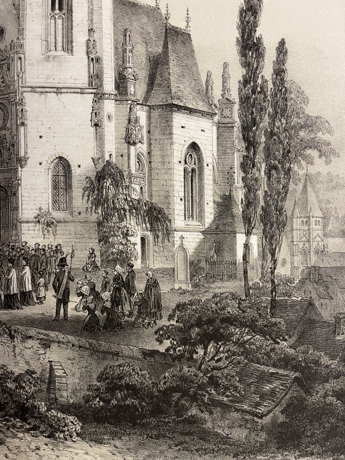 Longny au Perche Orne Normandy France c1865 Chapel and Religious Procession Print – Image 4