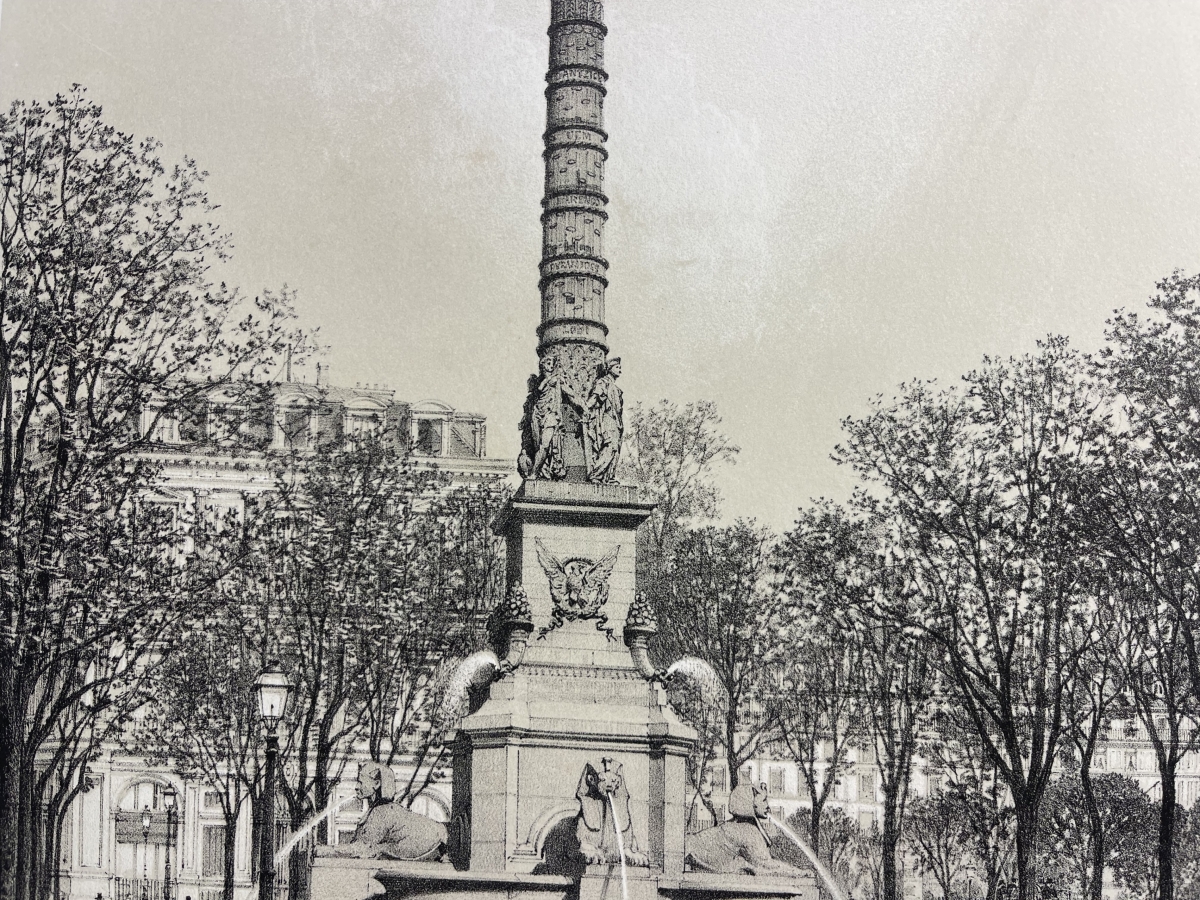 Paris France 1866 Fontaine du Palmier Chatelet Original Lithograph – Image 6