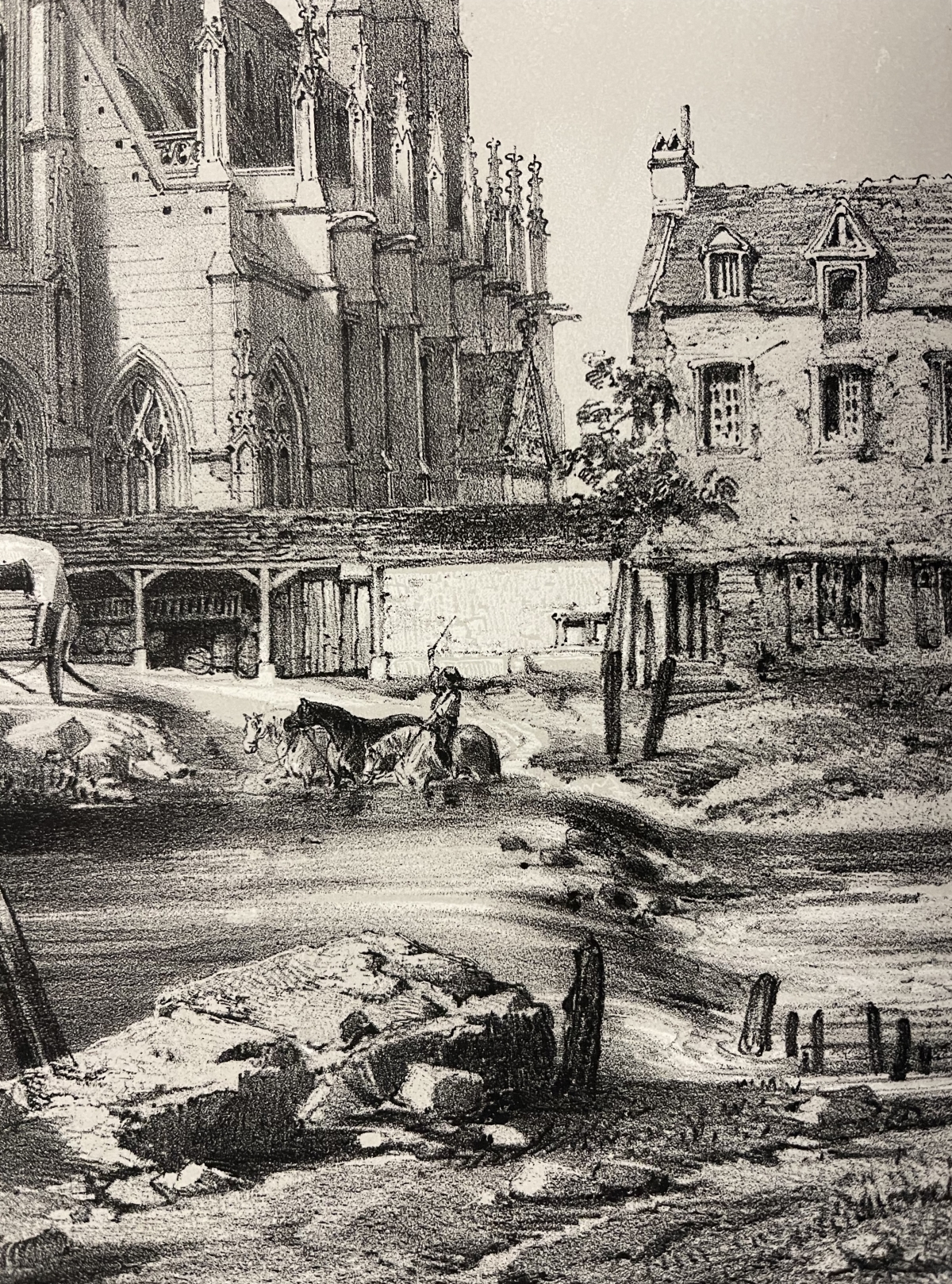Pont-l'Eveque 1852 Church Lithograph Normandy France by A Mathieu – Image 3