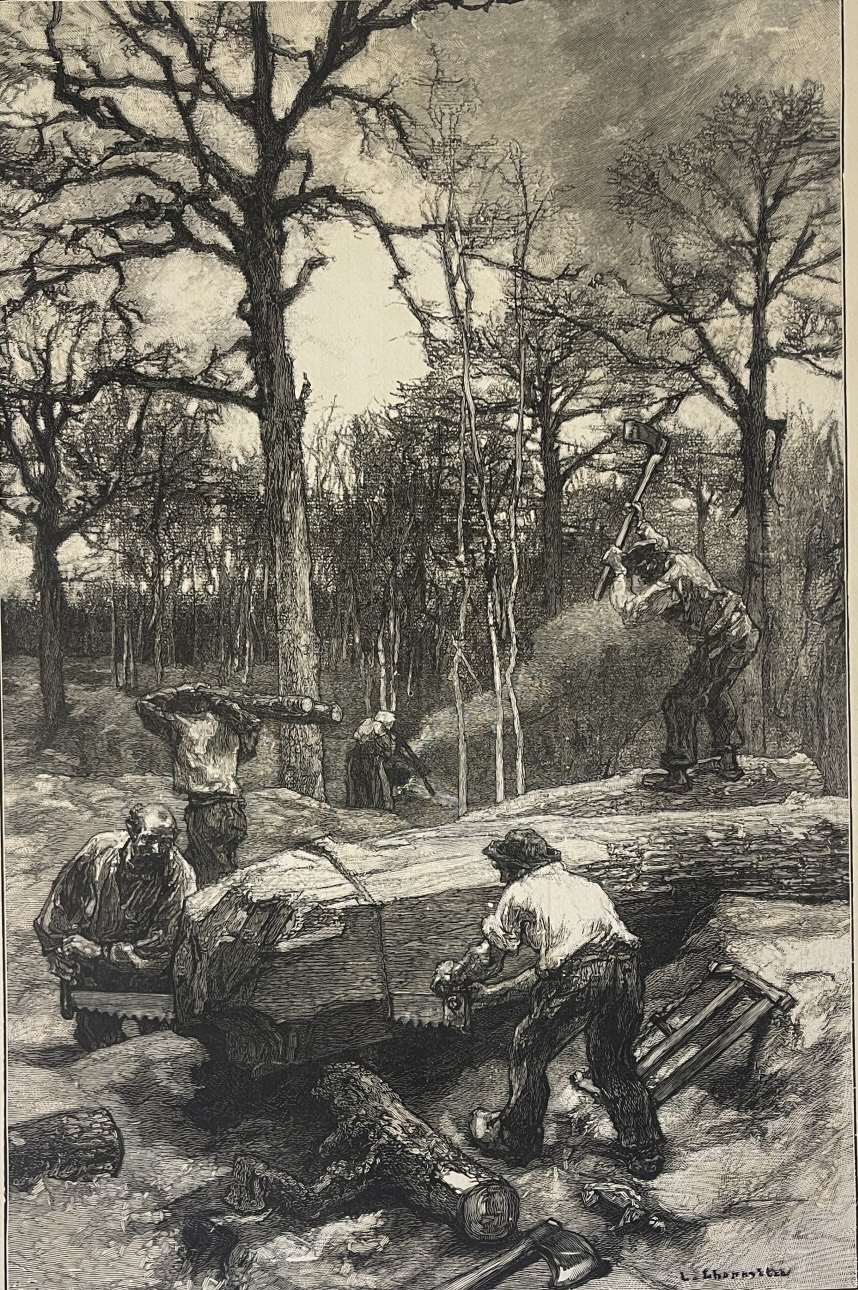 Leon Lhermitte Woodcutters Large French Rural Scene Antique Print