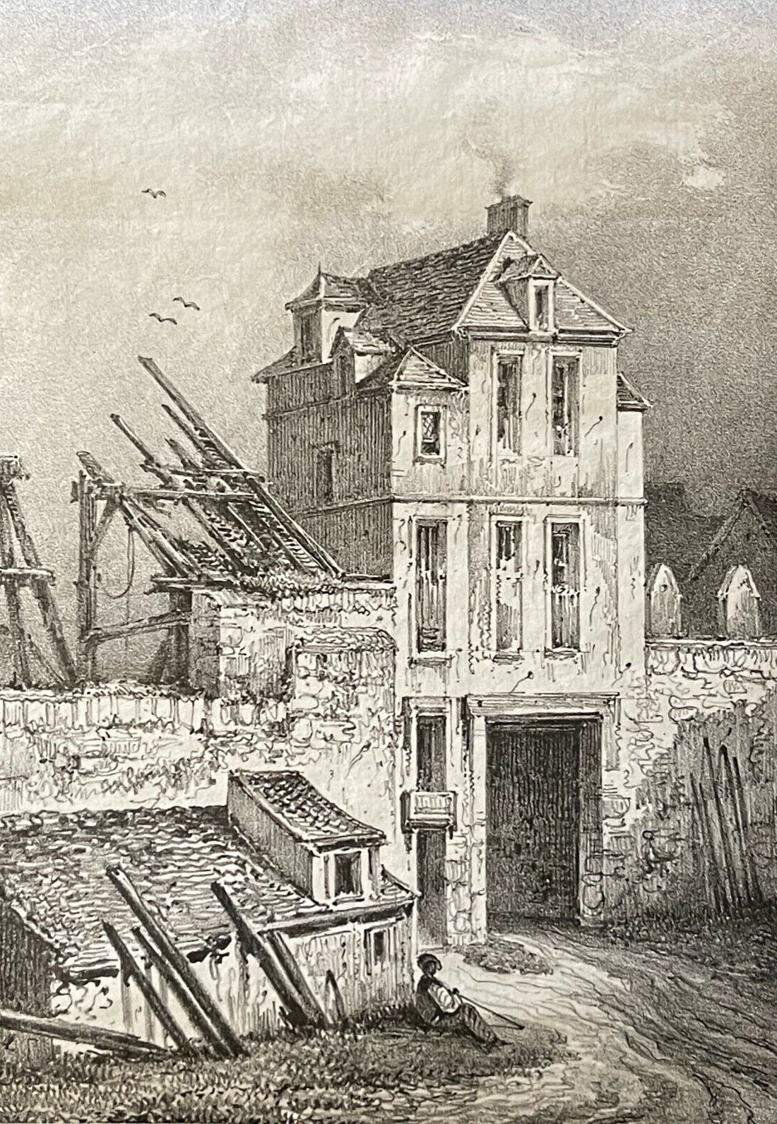 Paris Saint Germain Fair c1839 Antique Lithograph After the 1762 Fire
