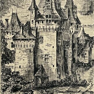 Rambouillet Yvelines France Castle Drawing Signed Pierre Dugelay