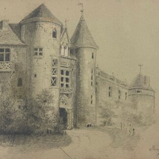 Sercy Burgundy Possible Castle View Graphite Drawing c1850