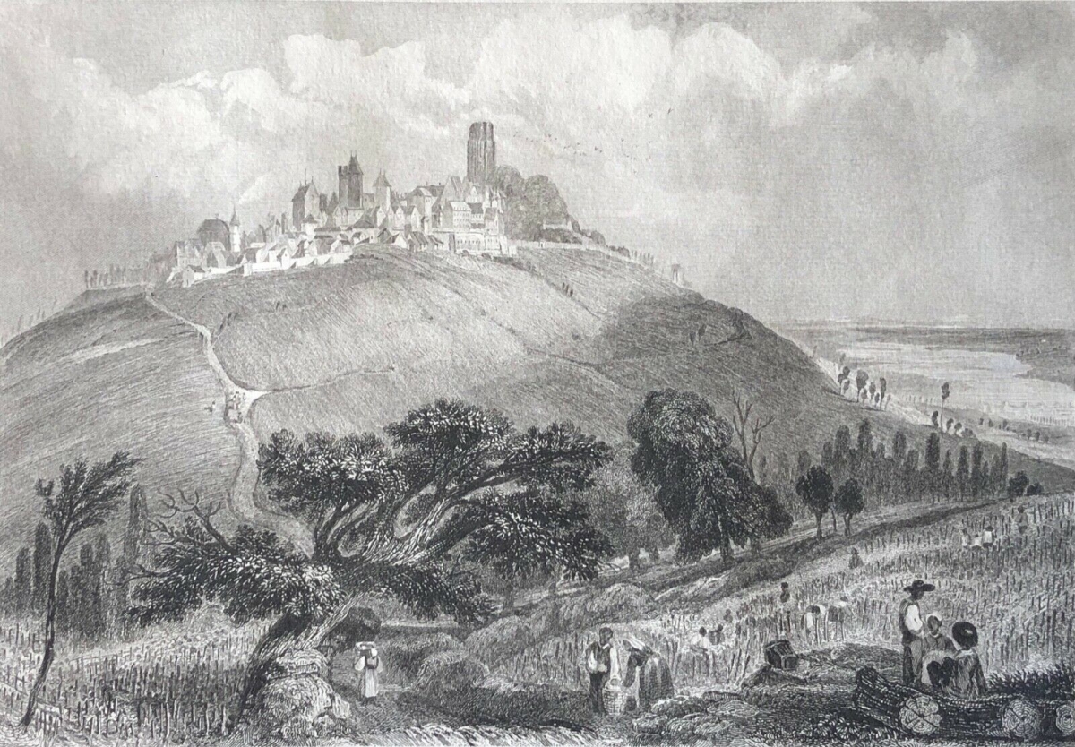 Sancerre 1856 France Hilltop Town and Rural Landscape Engraving Rouargue – Image 3